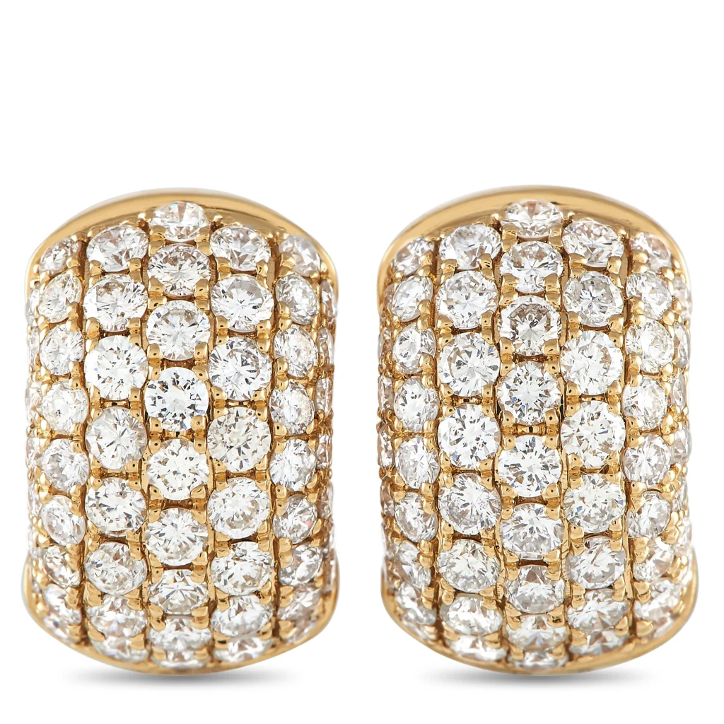 LB Exclusive 18K Yellow Gold 3.00ct Diamond Huggie Earrings