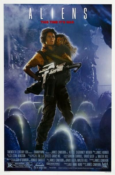 Cover poster for Aliens (1986) with Sigourney Weaver as Ellen Ripley