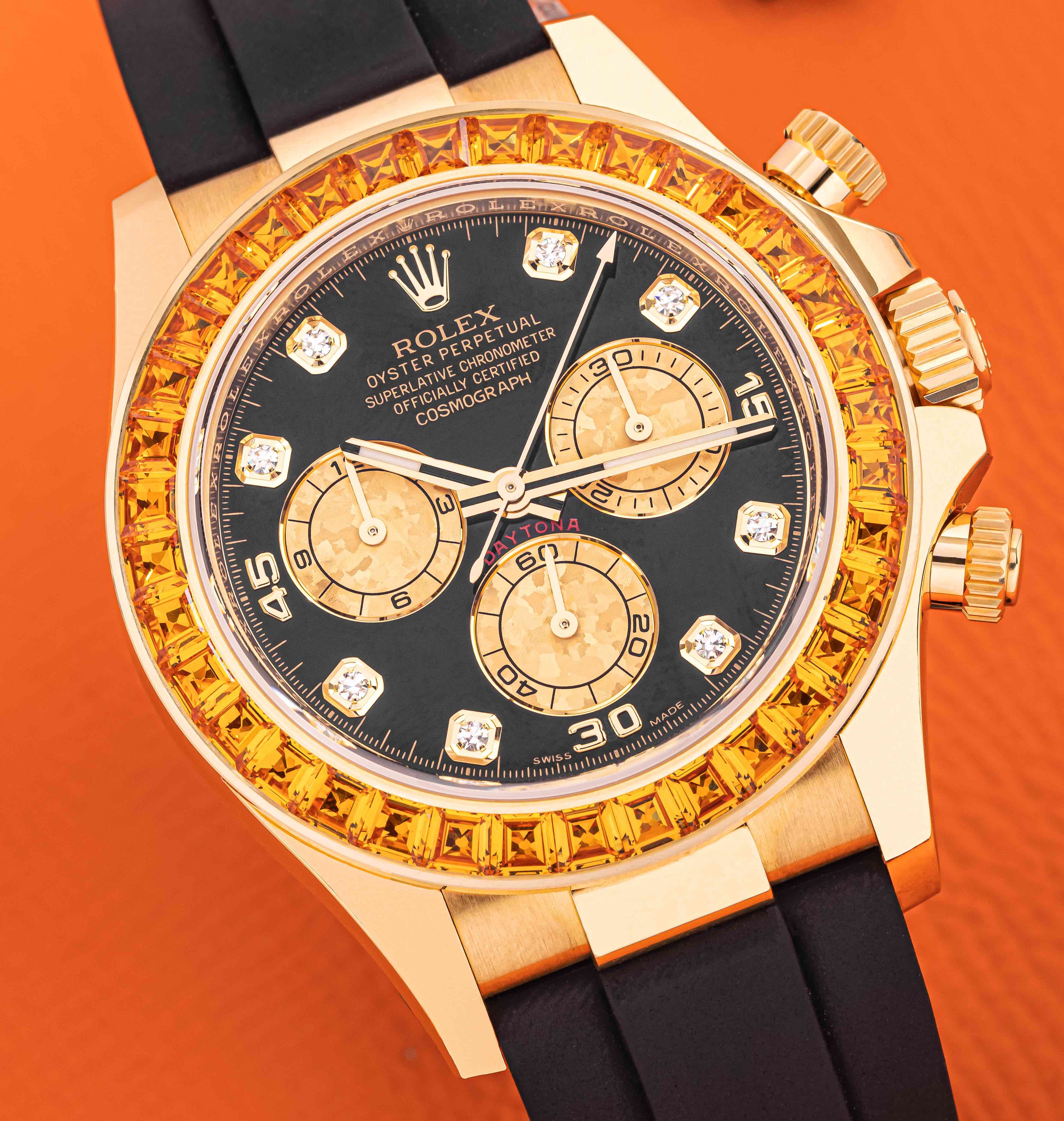 Rolex Daytona Orange Sapphire Bezel Watch 116588SACO
