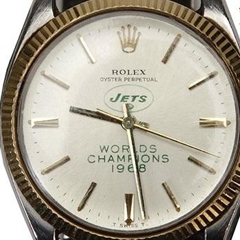 Rolex Oyster Perpetual with New York Jets World's Champions 1969 logo dial
