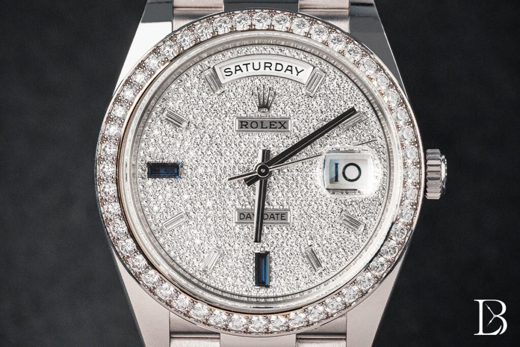 Rolex Day-Date 40 White Gold Diamond Paved Baguette Dial Ref 228349RBR-0036