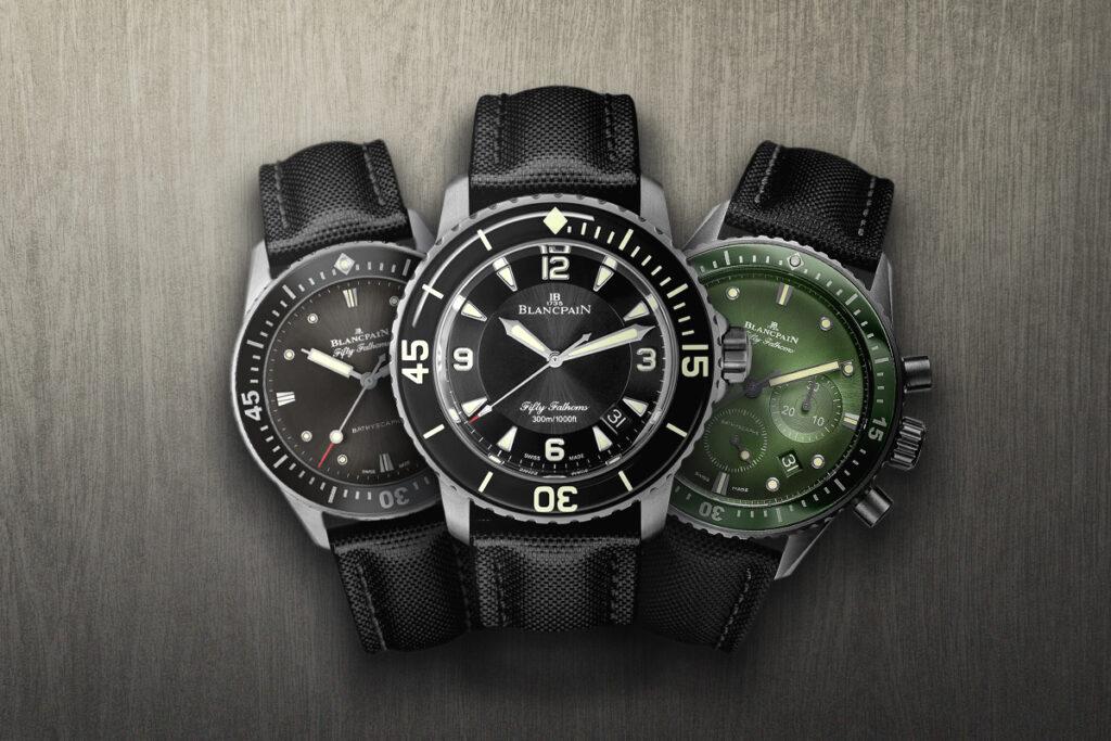 3 different Blancpain Fifty Fathoms models