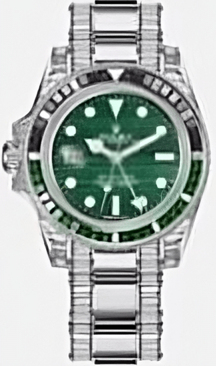GMT-Master II featuring black sapphires and emeralds on the bezel.