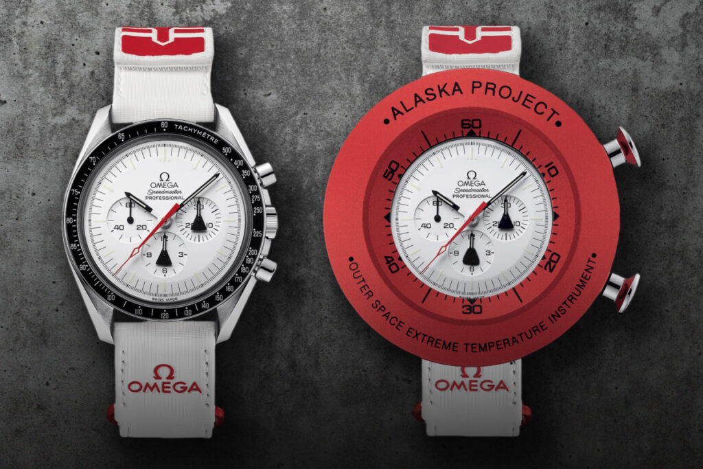 2008 Omega Speedmaster Alaska Project with and without the red heat shield