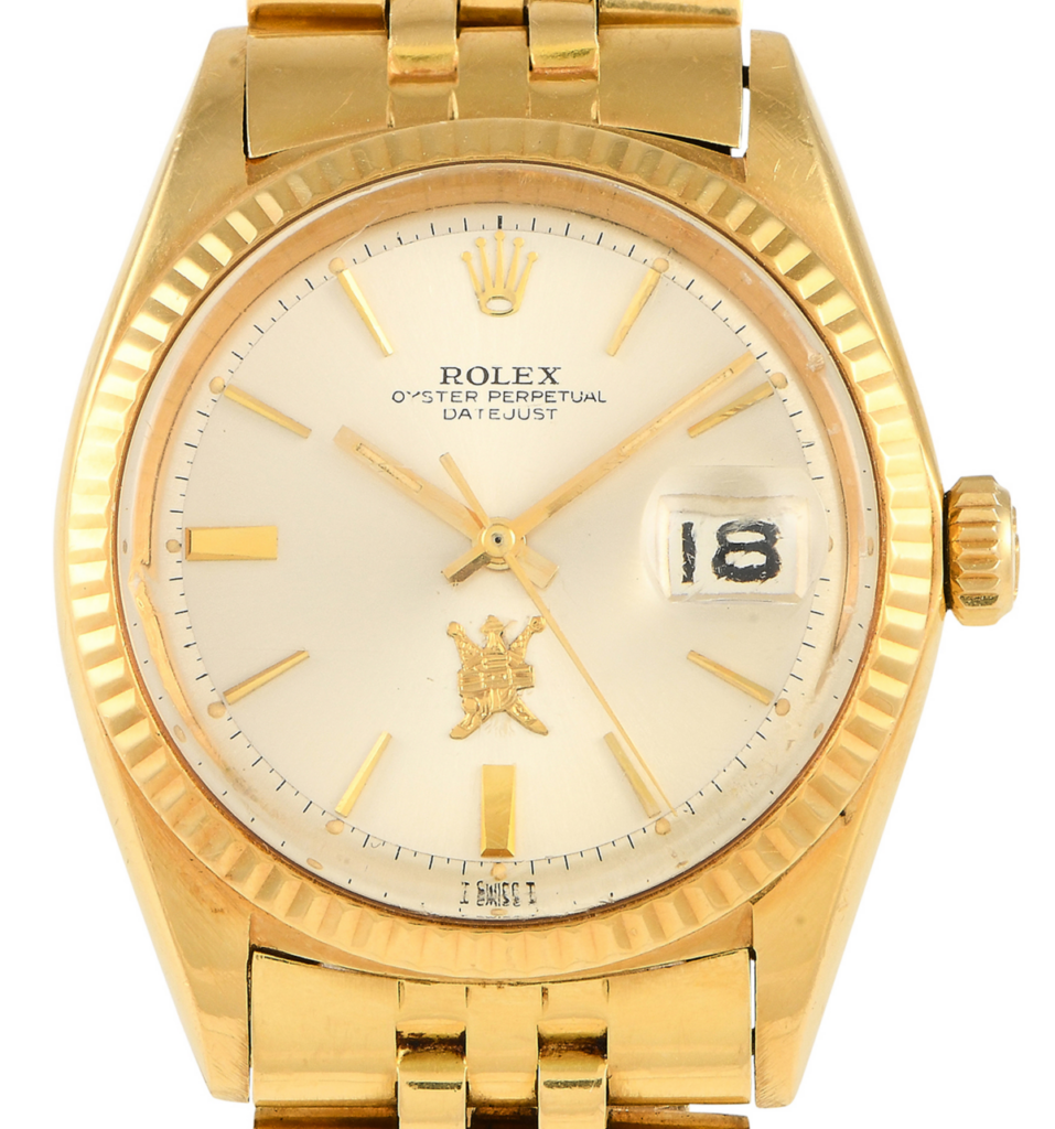 Rare Rolex Datejust ref. 1601 with applied gold Khanjar crest