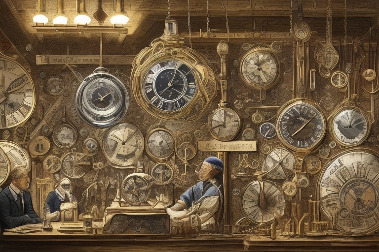 Abstract art of an old watchmaking guild