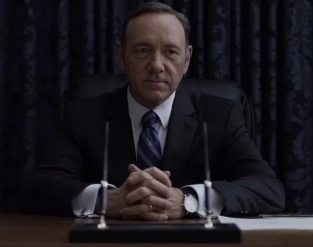 Kevin Spacey wearing a red gold IWC Portuguese Automatic in House of Cards