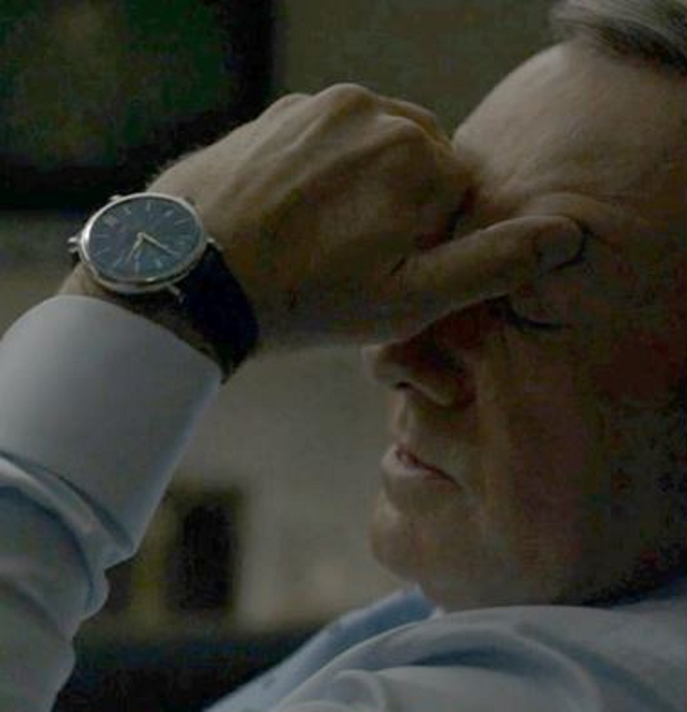 Kevin Spacey wearing a blue IWC Portofino in House of Cards