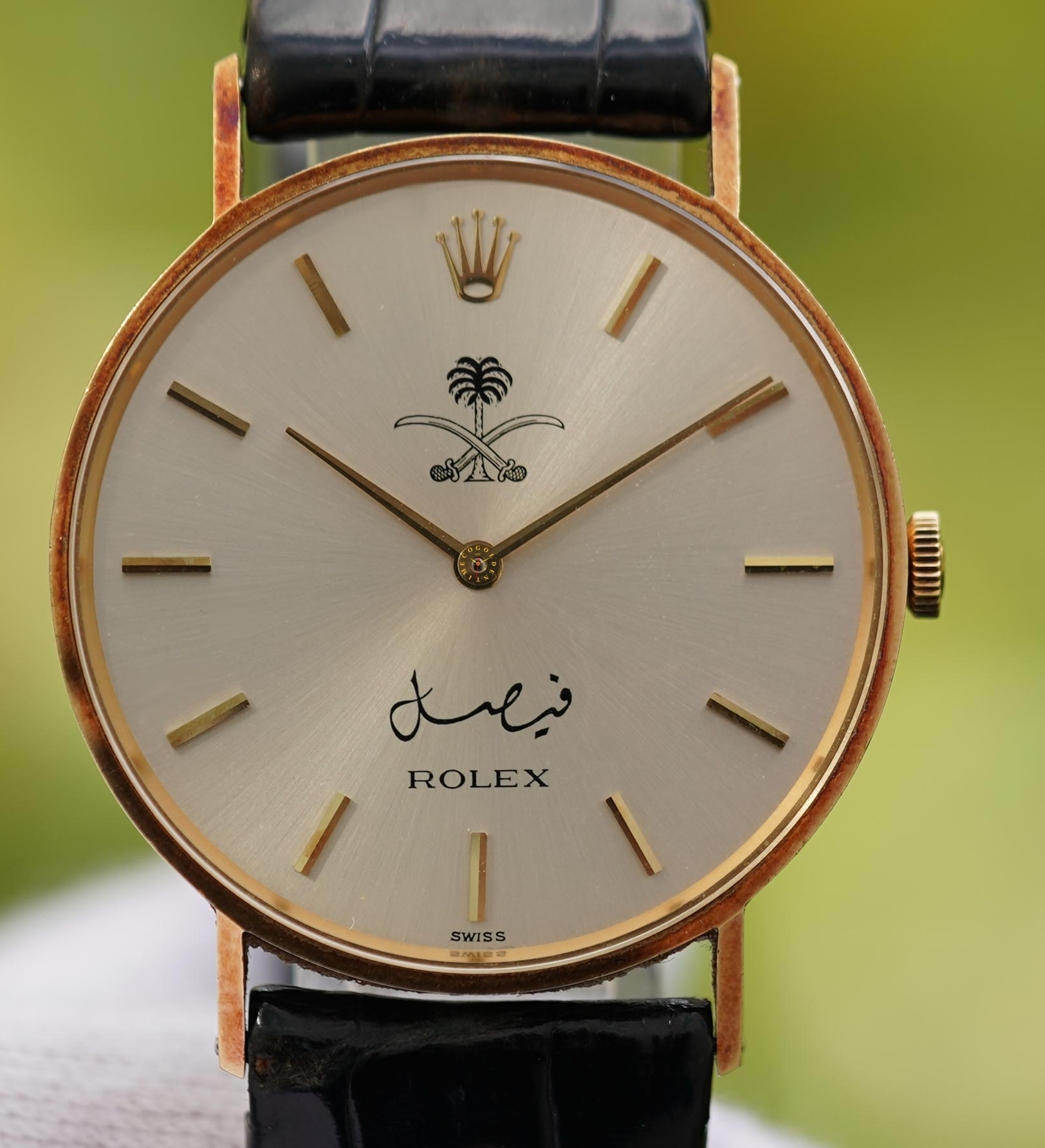 Rolex Cellini ref. 3833 with Saudi coat of arms featuring King Faisal signature