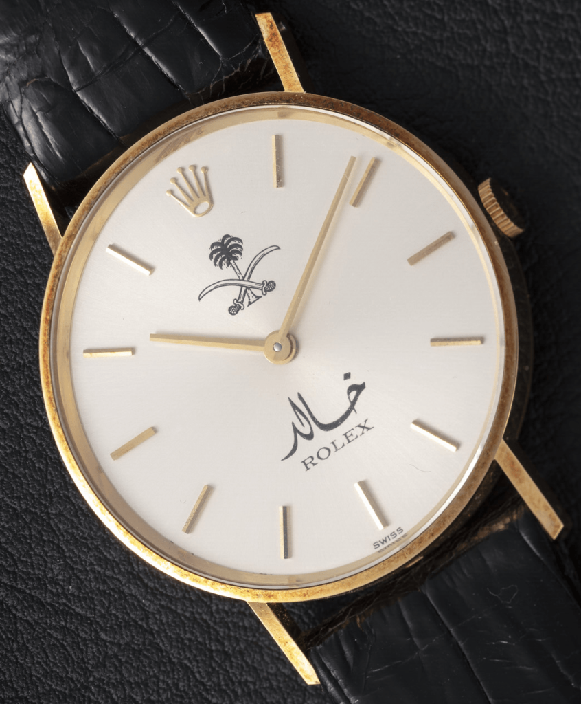 Rolex Cellini ref. 3833 with Saudi coat of arms featuring King Khalid signature