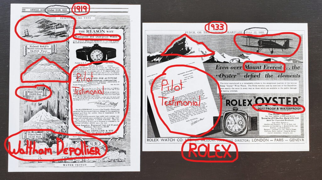 Comparison of Depollier and Rolex Oyst
er ads