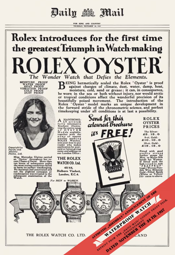 The famous Daily Mail Rolex Oyster announcement