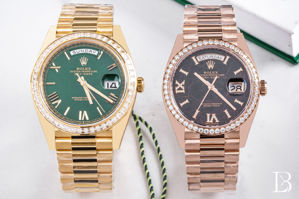 Two of the best Day-Date watches from the current gem-set lineup