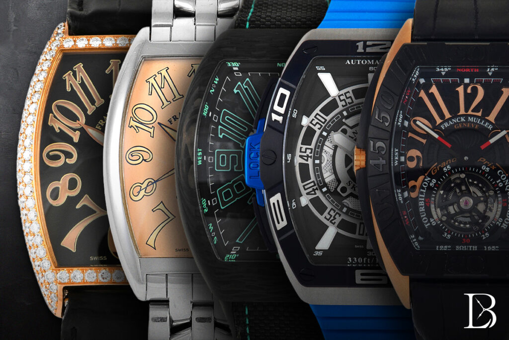 Franck Muller's Cintrée Curvex, Casablanca, Vanguard Krypton, Skafander, and Conquistador Tourbillon watches