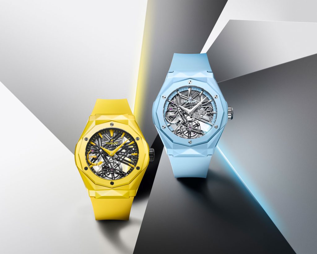 LVMH Watch Week 2024 - Hublot Classic Fusion Tourbillon Orlinski Yellow Magic + Sky Blue