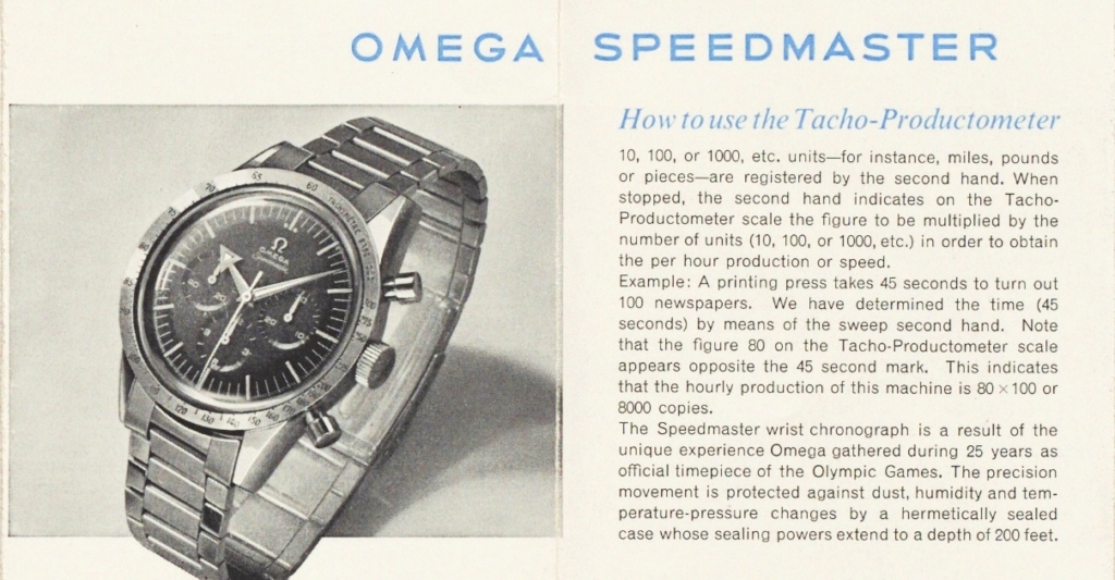 Omega Speedmaster Tacho-Productometer ad