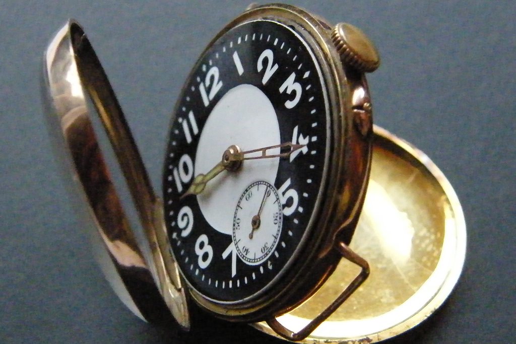 Trench watch with restored dial