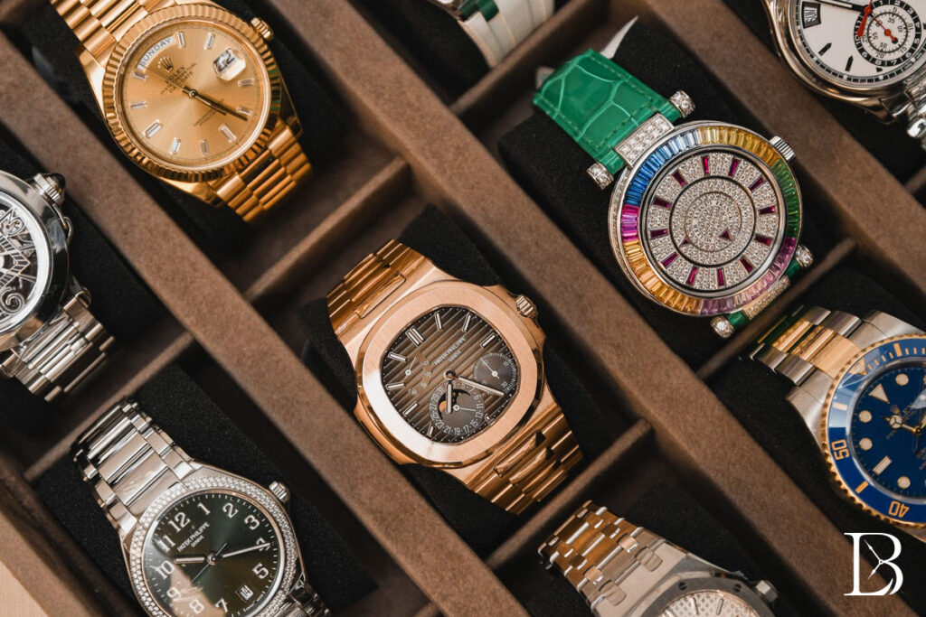 Watch box full of luxury watches