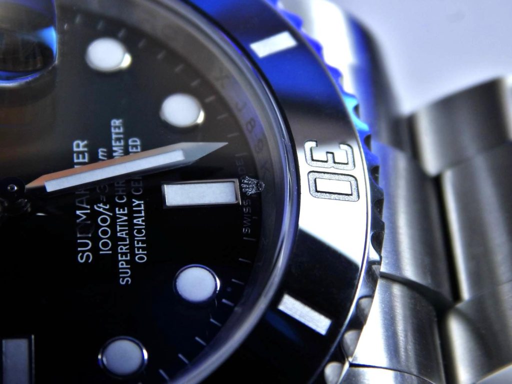 Real laser etched coronet (crown) on Rolex crystal
