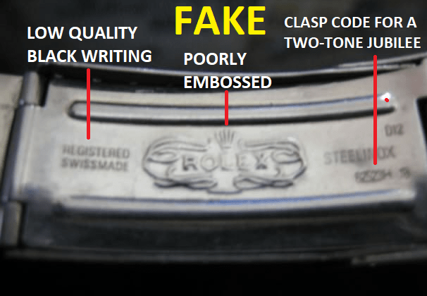 Fake Rolex bracelet engravings