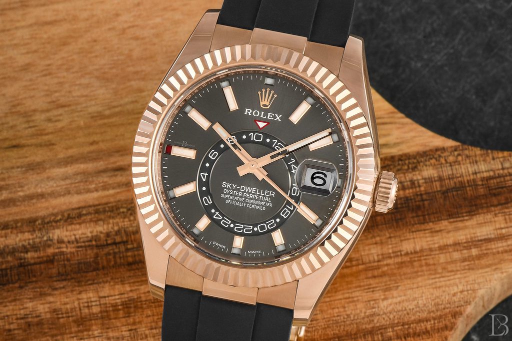 Rose gold Rolex Oyster Sky-Dwellers prices are around $40k