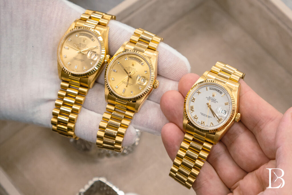 Yellow gold Rolex Day-Date watches for men