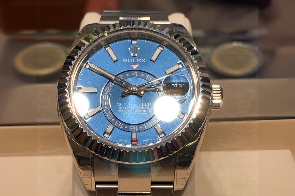 Rare white gold Sky-Dweller with blue dial