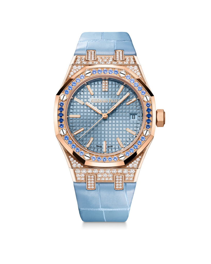 2024 Audemars Piguet Watch Releases: Royal Oak Selfwinding 37mm in pink gold with diamonds and sapphires
