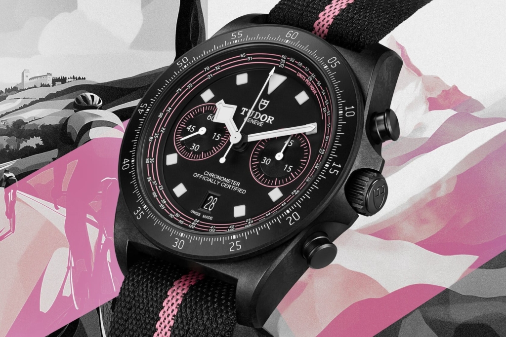 This pink edition is just like the Tudor Pro Cycling watch from 2024 but with pink accents