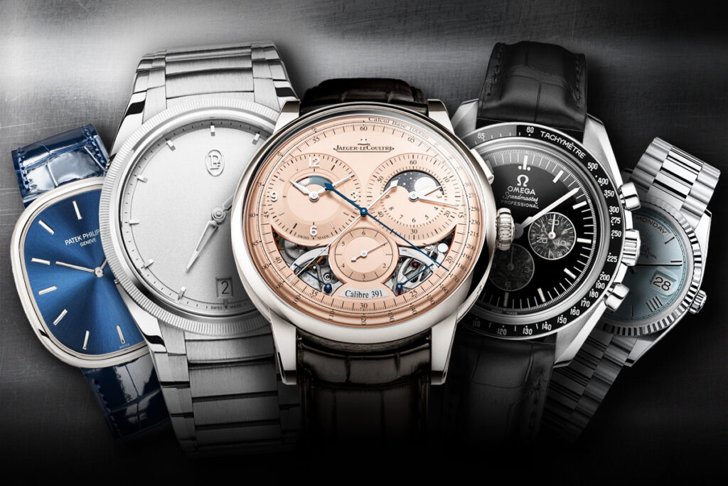 Platinum watches from various brands