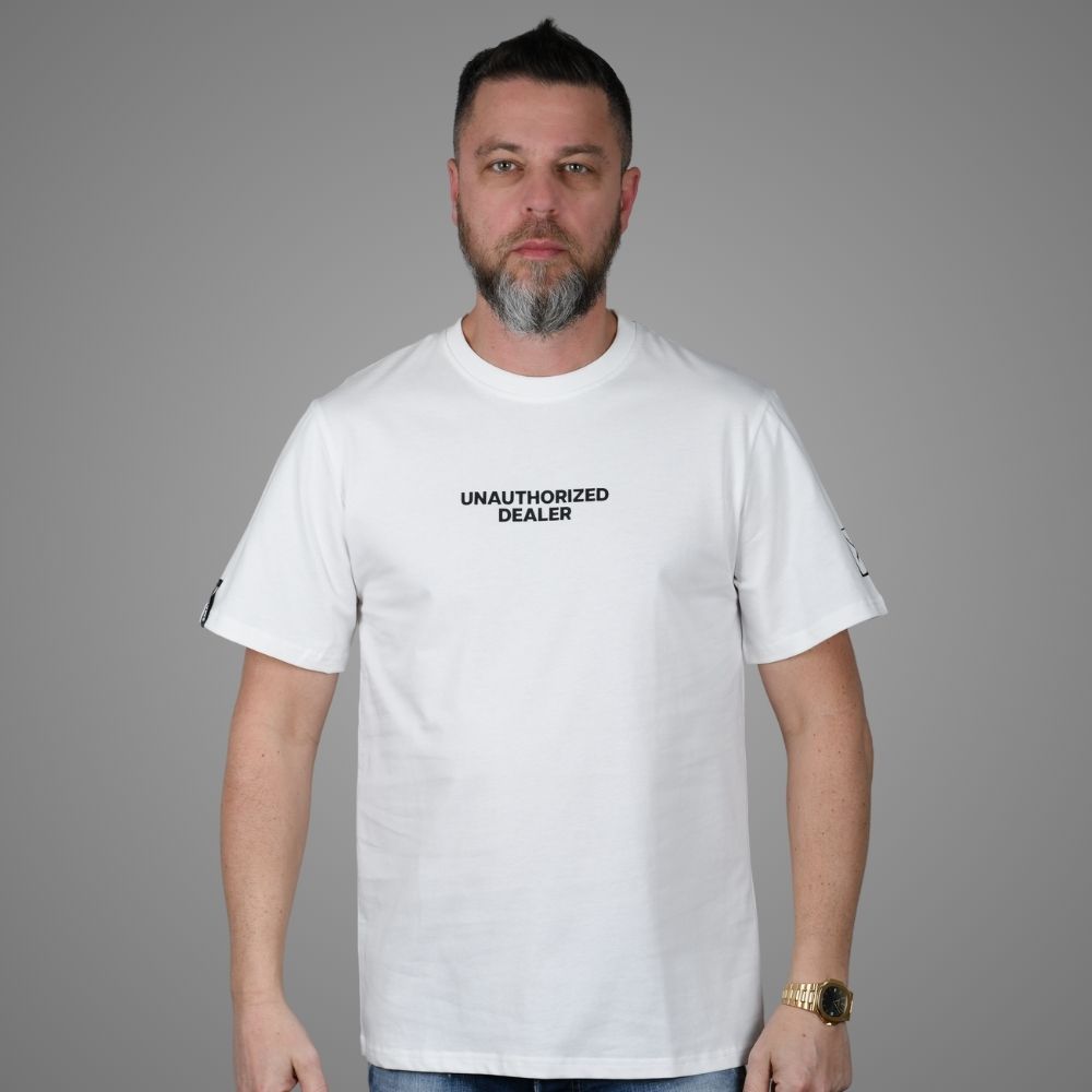 White Unauthorized Dealer Crewneck T-Shirt