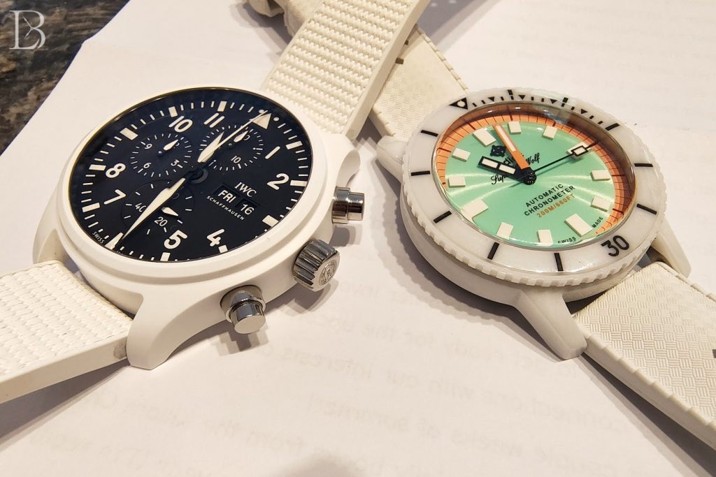 Comparing white ceramic: IWC Lake Tahoe vs Zodiac Super Sea Wolf