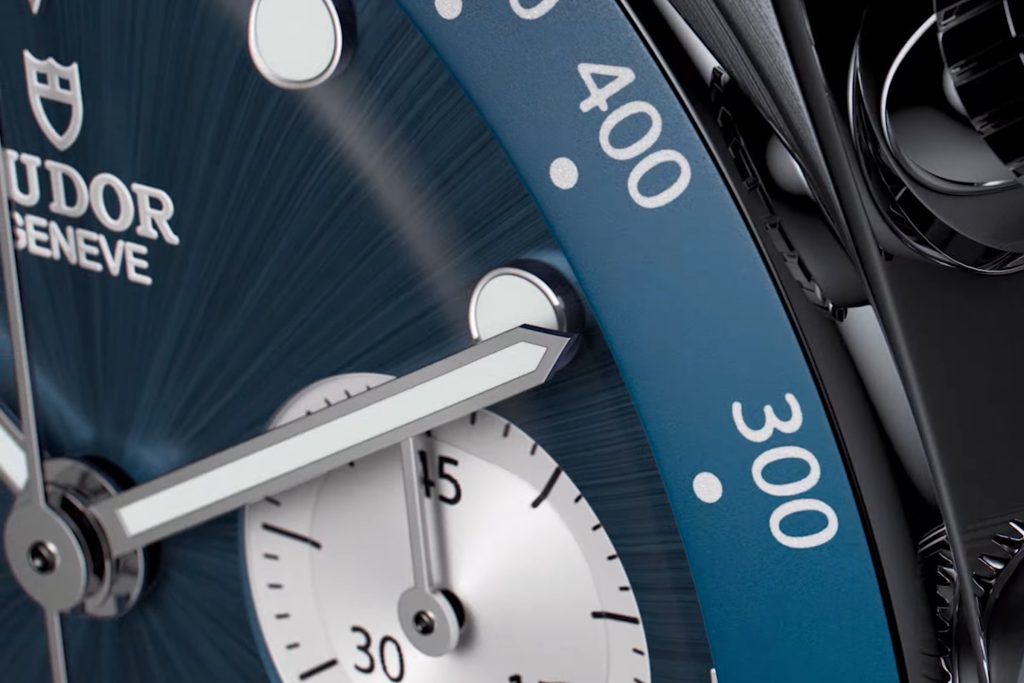 Tudor Black Bay Chrono Blue dial close-up