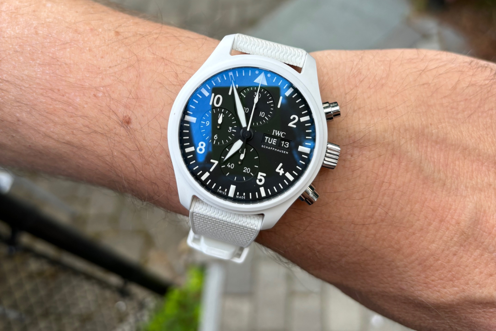 IWC Pilot’s Watch Chronograph TOP GUN Edition "Lake Tahoe" wrist shot