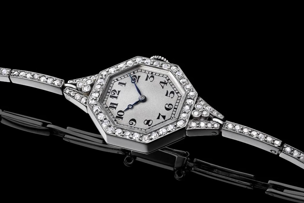 White gold octagonal cocktail AP watch circa 1917