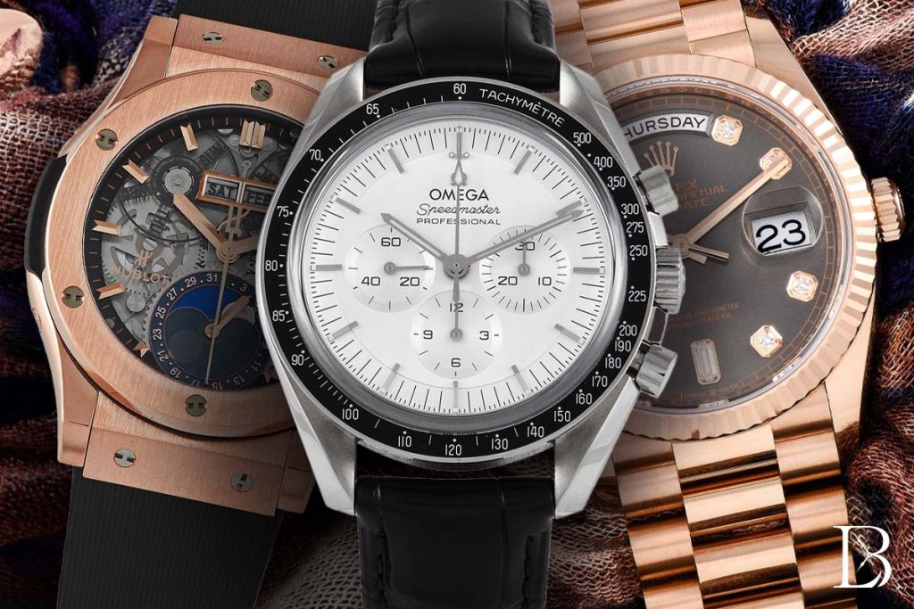 A King Gold Hublot, a Canopus Gold Omega, and an Everose Gold Rolex