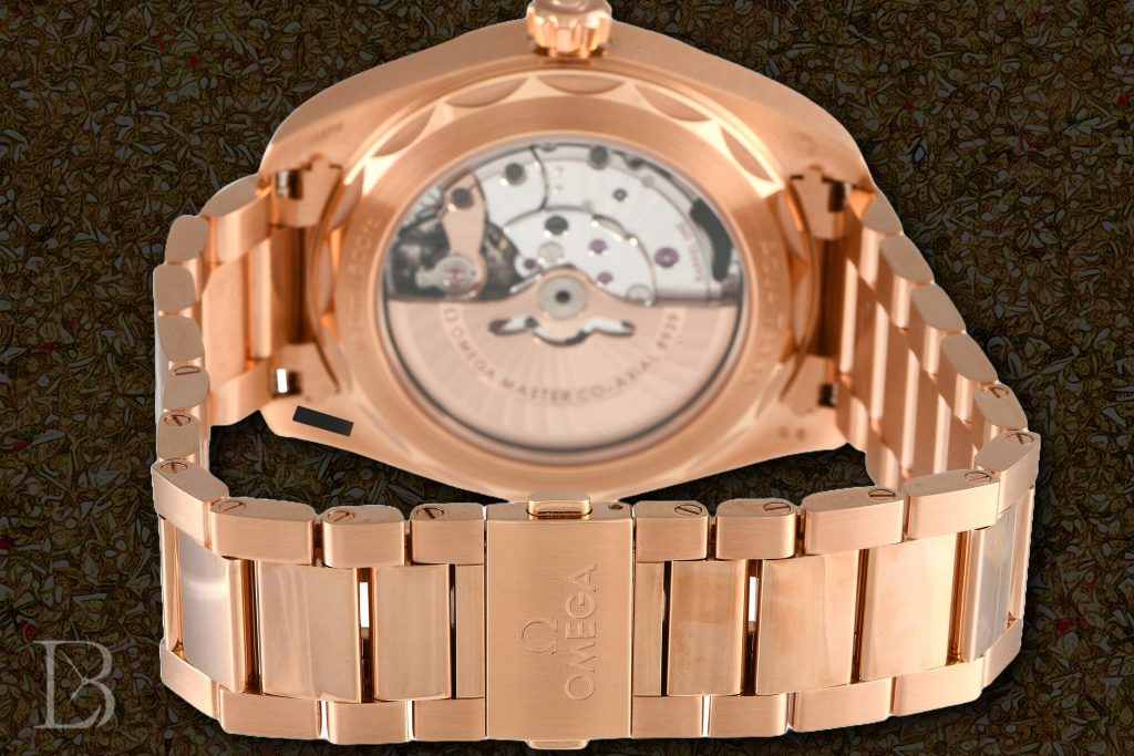 Aqua Terra World Timer made from Omega's proprietary rose gold alloy, Sedna Gold