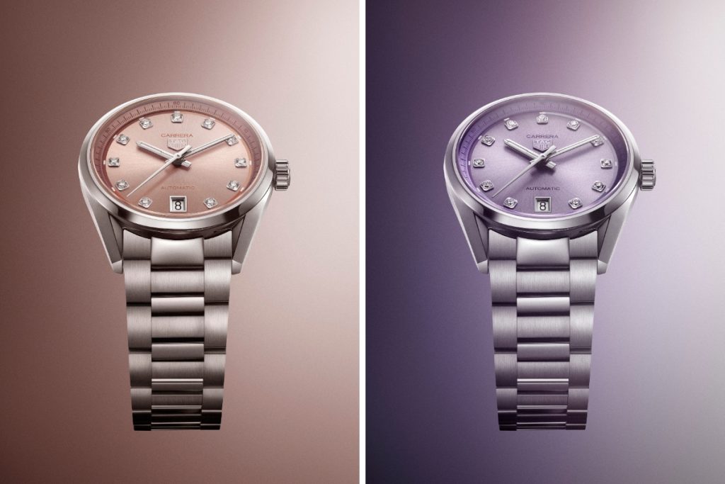 TAG Heuer Carrera Date 2025 release in pink (ref. WBN2319.BA0001) and lilac (ref. WBN2319.BA0001) 