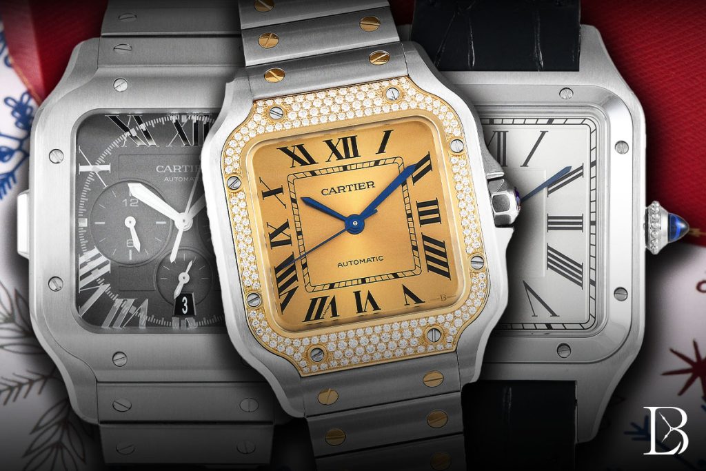 Three different watches from different parts of Cartier Santos history