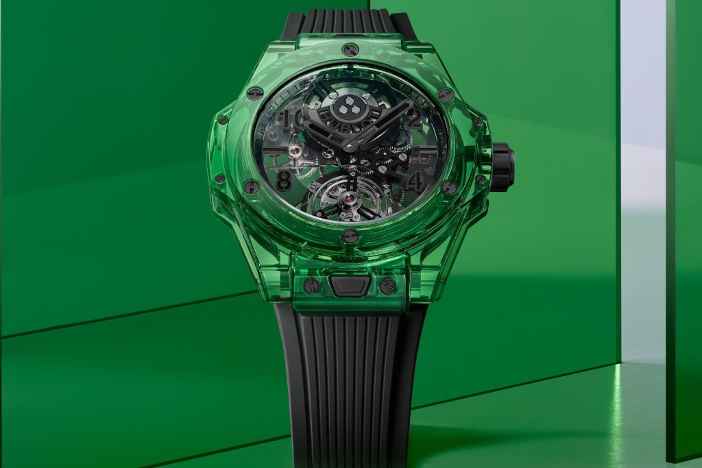 2025 Hublot release: Big Bang Tourbillon Automatic Green SAXEM Ref. 429.JG.0110.RT Black Rubber Strap