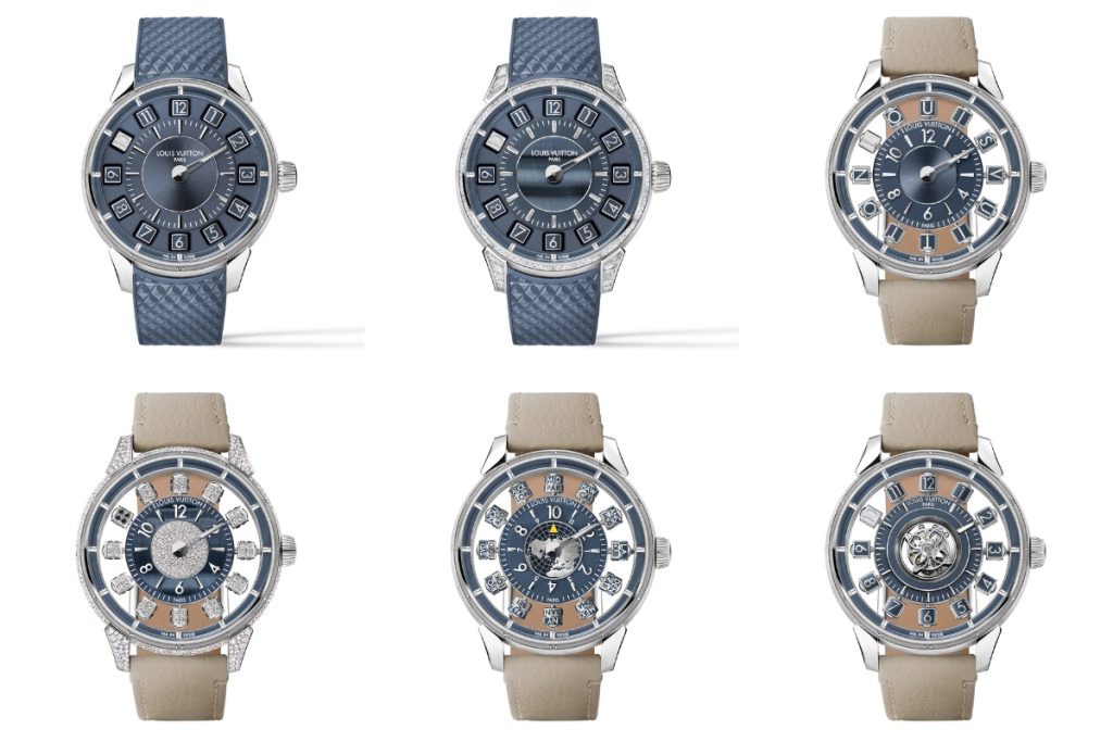 The six models of the Tambour Taiko Spin Time collection