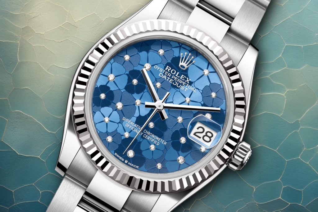 Datejust 31 with a so-called azzurro-blue floral motif dial