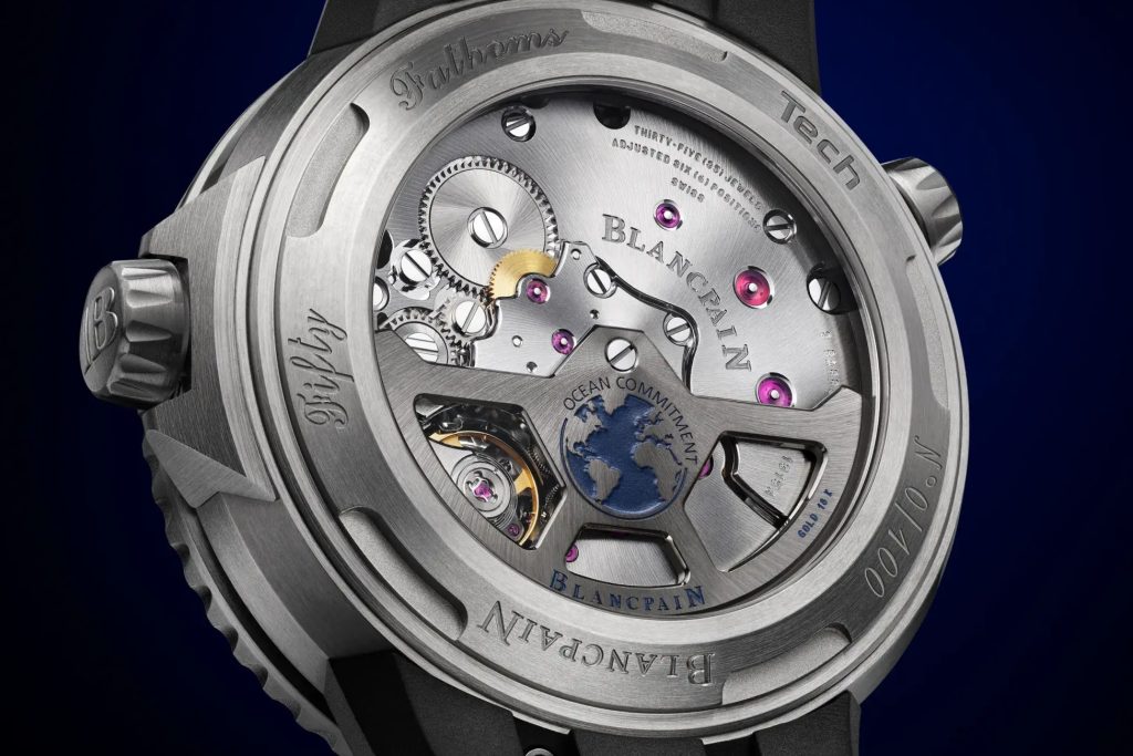 Back of the 2025 Blancpain Fifty Fathoms Tech Ocean Commitment IV