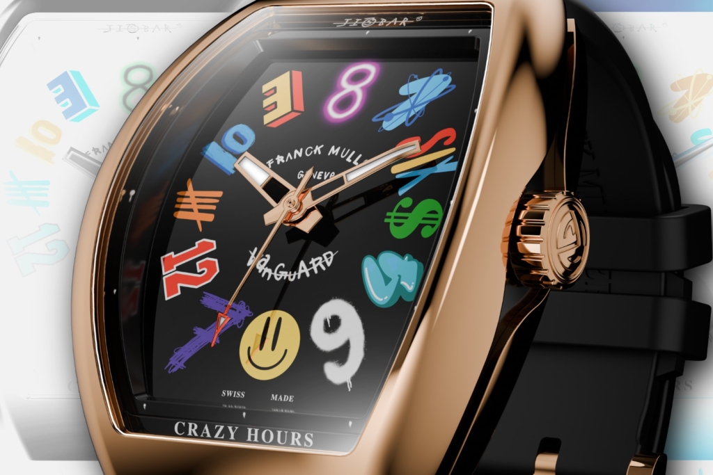 Dial of the Franck Muller x Jisbar Vanguard Crazy Hours in rose gold