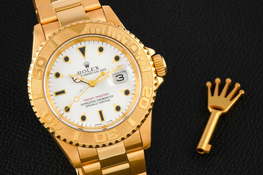 An early example of the Rolex Yacht-Master ref. 16628 with lugholes and brushed lugs might go for a bit more than $25,000