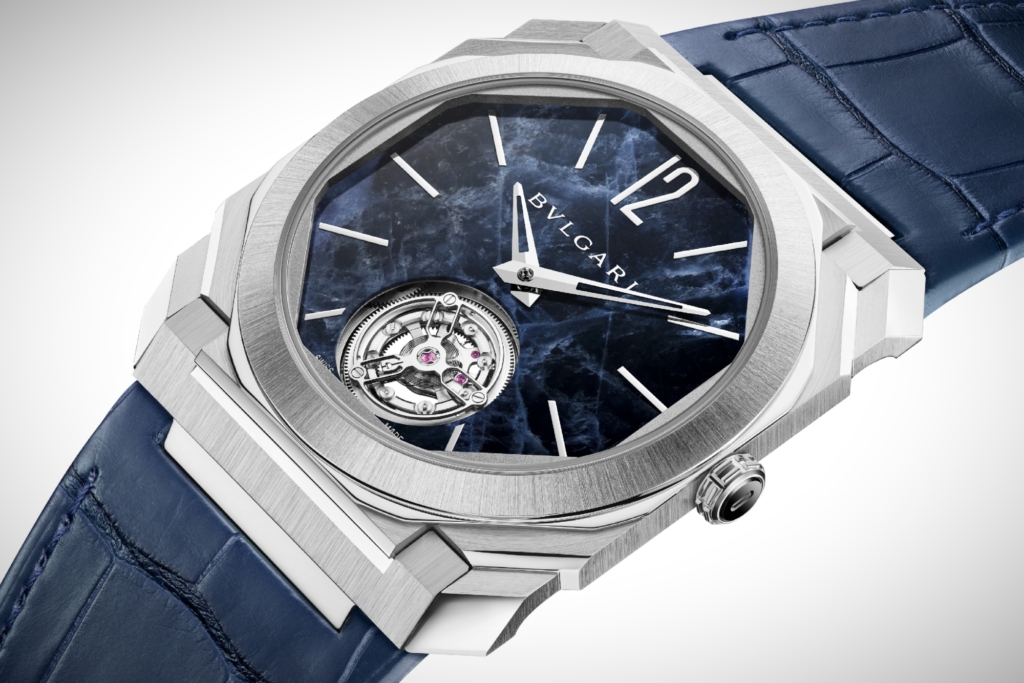 2025 Bulgari Octo Finissimo Tourbillon in platinum with Blu Incanto marble dial, ref. 104257