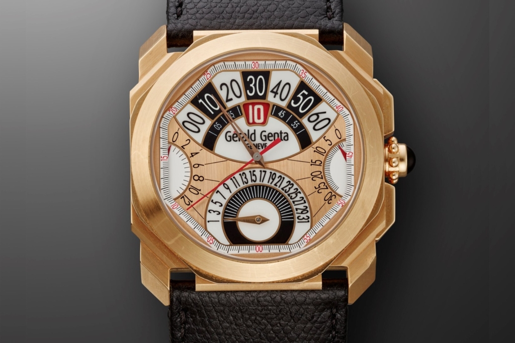 Gerald Genta, pink gold chronograph 'Quattro Retro' with retrograde indications, ref. OQC.Z.50