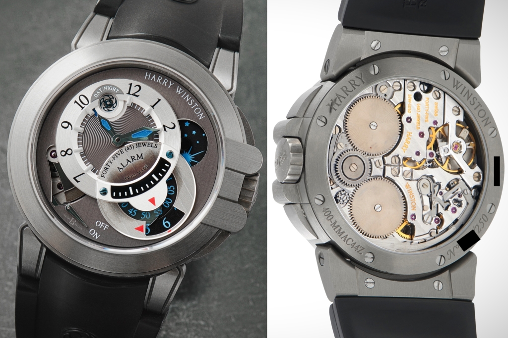 The Harry Winston
Ocean Project Z6 Alarm Zalium Watch 400/MMAC44ZC.K is a surprisingly affordable but complicated watch.