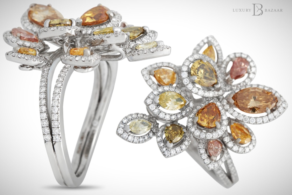 De Beers 18K White Gold White and Multi-Colored 4.25 ct Diamond Ring DB01-082522 2