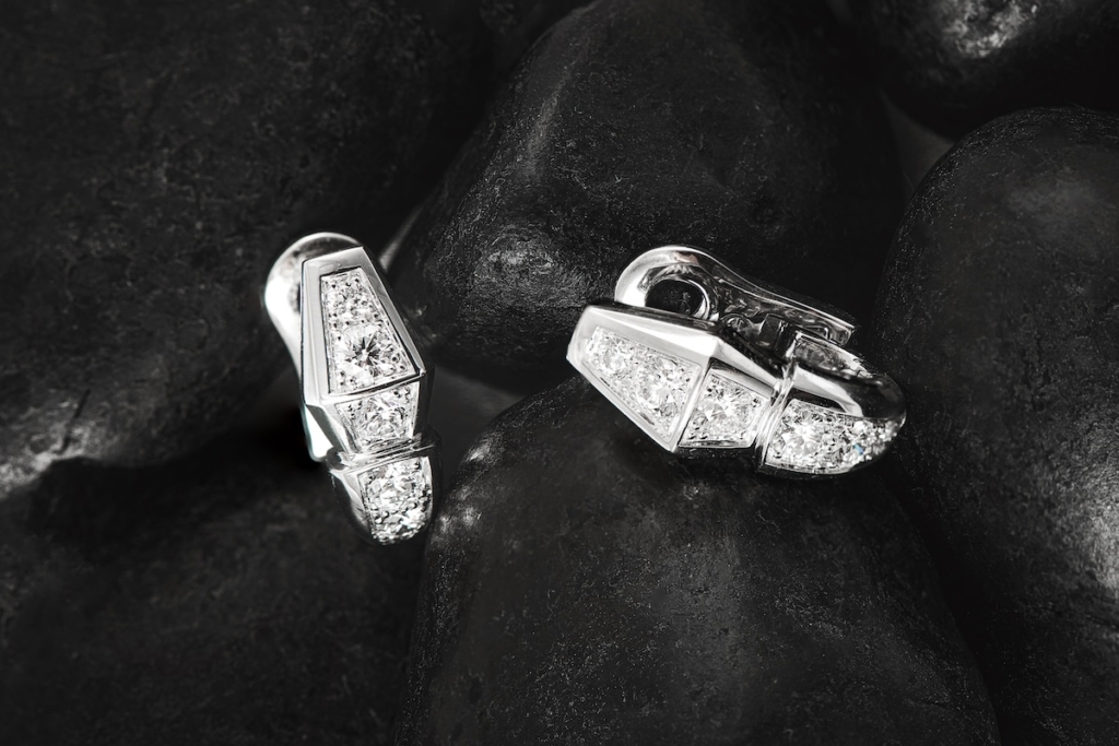White gold and diamond Bulgari Serpenti earrings